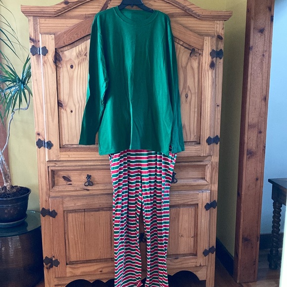 Men Sleepy Time PJs green red long sleeve pajama set size L - Picture 1 of 8
